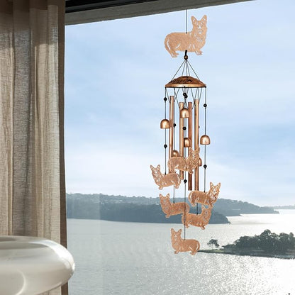 Corgi Wind Chimes for Outside, Metal Windchimes Outdoors, Corgi Gifts for Women/Men, Memorial/Birthday Gifts, Garden Decor for Outside, Patio or Yard, Durable Chimes for Outdoors