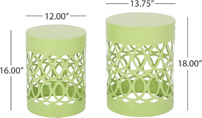 Christopher Knight Home Mellie Outdoor Side Tables - Green (Set of 2)