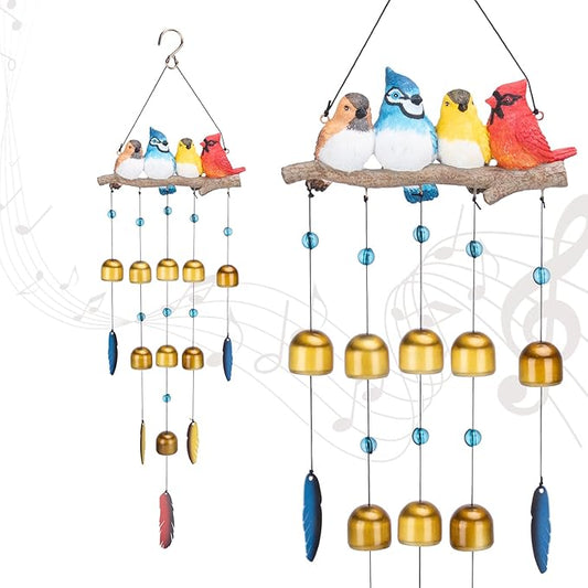 Taman Bird Wind Chime - Wind Bell for Outside Indoor Resin Cardinal,Blue Bird Decorative Metal Bronze Mobile Wind Chime Memorial Sympathy Gift for Home, Outdoor, Yard, Patio,Garden Decor, 29"
