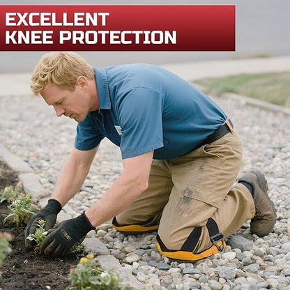 Professional Knee Pads for Work Construction with Heavy Duty Cap Foam Padding Gel Cushion Knee Pads for Men, Comfortable Adjustable Strong Strap, Military Grade Rivet for Flooring Gardening, Yellow