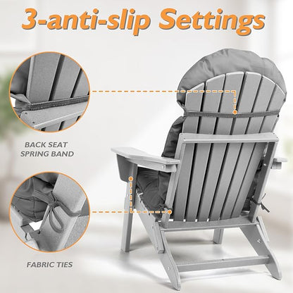 Adirondack Chair Cushions Set of 4, Outdoor Rocking Chair Cushions, Water Resistant Glider Rocker Chairs Replacement Cushions Set with Straps