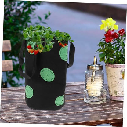 TOYANDONA 2pcs Vertical Hanging Strawberry Planting Bags 12-Pocket Non-Woven Fabric Planters for Outdoor Gardening, Vegetable and Tomato Nursery Grow Bags Multi-Hole Design