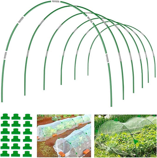 Joyhalo Garden Hoops for Raised Beds, 36pcs (6 Sets of 8ft) Fiberglass Hoops with PVC Coating, DIY Greenhouse Tunnel for Row Cover, Bird Netting & Plant Protection, Extend Growing Season
