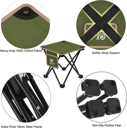 Opliy Camping Stool 2 Pack,Portable Folding Stool for Outdoor Gardening and Beach Hiking Fishing,Foot Stool with Carry Bag (Green)
