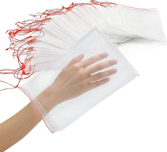 Fruit Bags for Fruit Trees, 100 PCS 6x10 Inch Fruit Protection Bags with Drawstring, Garden Netting Mesh Fruit Cover Bag for Grape, Tomato, Peach, Apple, Flower from Birds Bugs