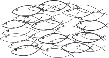 Deco 79 Metal Fish Home Wall Decor Indoor Outdoor Wall Sculpture, Wall Art 36" x 3" x 19", Dark Gray