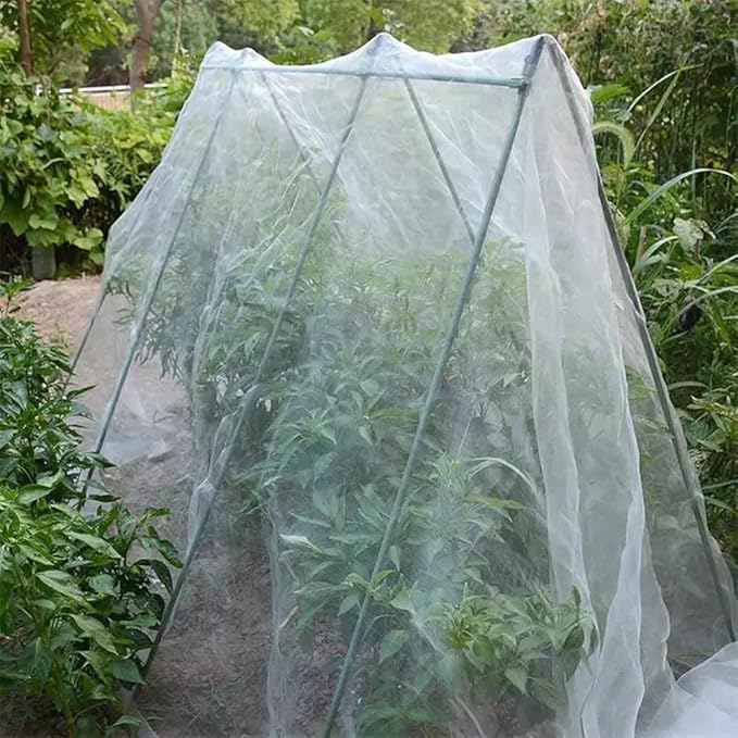 Agfabric Garden Netting 5'x50' Insect Pest Barrier Bird Netting for Garden Protection,Row Cover Mesh Netting for Vegetables Fruit Trees and Plants,White