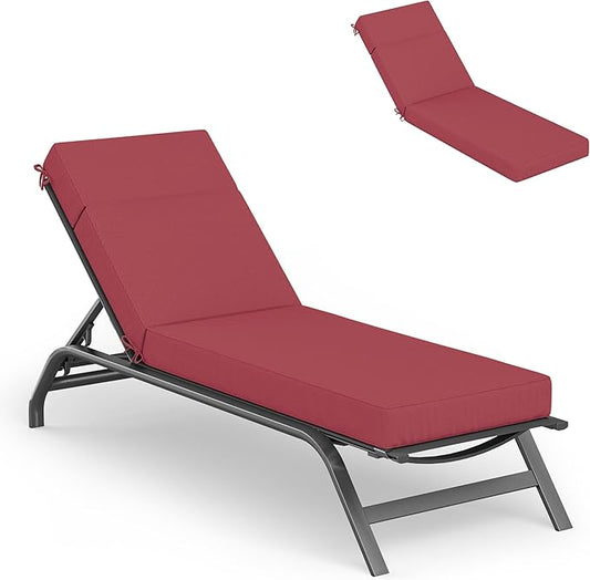 Chaise Lounge Cushions Outdoor, 72" L X 21" W X 4" D Lounge Chair Cushions for Outdoor Furniture, High-Density Foam Outdoor Chaise Cushion-Waterproof Fade-Resistant ThickPatio lounge chair cushion