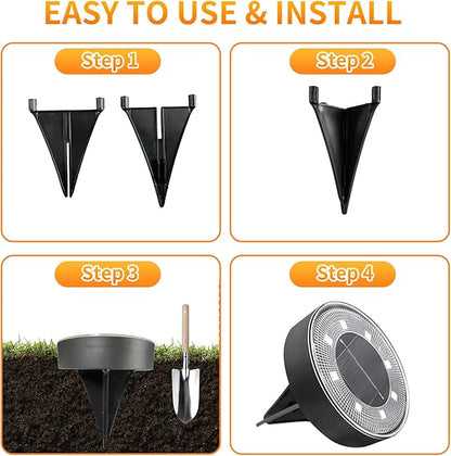 Ground Lights 12 Pack, IP68 Waterproof Solar Disc Lights for Outdoor, Flat Garden Light, In-Ground Light, Landscape Lighting for Pathway, Walkway, and Yard-12 Pcs (Warm White)