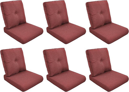 Patio Cushions for Outdoor Furniture - 22" x 25" x 4" UV Resistant Thick Foam Cushions Water Resistant Replacement Cushion for Outdoor Patio Furniture Chair/Sofa/Couch | Red | 6-Pack |