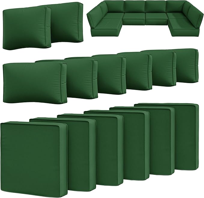 14 Pcs Outdoor Cushion Slipcovers Outdoor Patio Cushion Covers Replacement Waterproof with Zipper for Outdoor Furniture, Patio Sofa Couch 3 Sizes, Covers Only