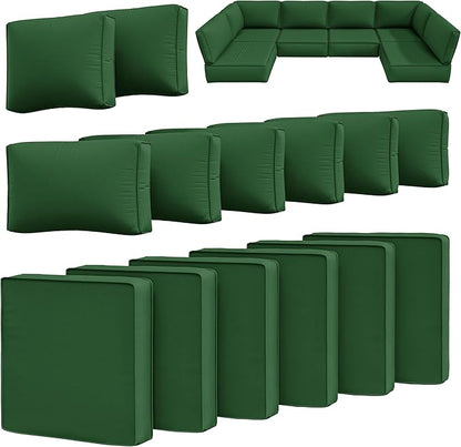 14 Pcs Outdoor Cushion Slipcovers Outdoor Patio Cushion Covers Replacement Waterproof with Zipper for Outdoor Furniture, Patio Sofa Couch 3 Sizes, Covers Only