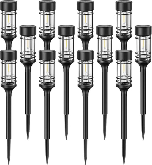 LETMY 12 Pack Solar Pathway Lights Outdoor, Solar Lights Outdoor Waterproof IP65, Bright Solar Garden Lights Outdoor, Auto On/Off Outdoor Solar Lights for Yard Walkway Driveway Landscape Garden Decor