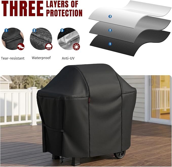 SHINESTAR 48 Inch Grill Cover for 45-48" 2-3 Burner Gas Grills, Heavy Duty Oxford Fabric BBQ Cover Waterproof UV Protection, Windproof with Magic Tape & Drawstring Bottom