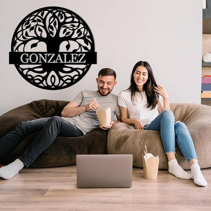 Tree of Life Custom Metal Signs, Personalized Tree of Life Family Sign Wall Decor, Outdoor Yard Decor, Last Name Sign for Home, Black Metal Wall Art, Housewarming Decorations Gift