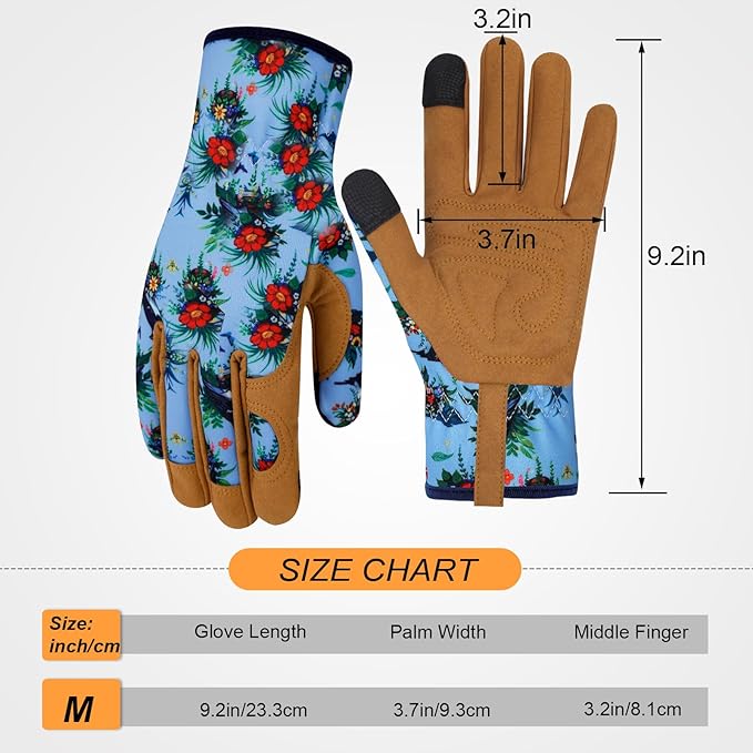 Leather Gardening Gloves for Women Thorn Proof Garden Gloves Touch Screen Working Gloves Gifts,M