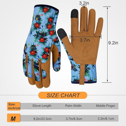 Leather Gardening Gloves for Women Thorn Proof Garden Gloves Touch Screen Working Gloves Gifts,M