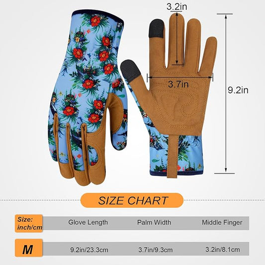 Leather Gardening Gloves for Women Thorn Proof Garden Gloves Touch Screen Working Gloves Gifts,M