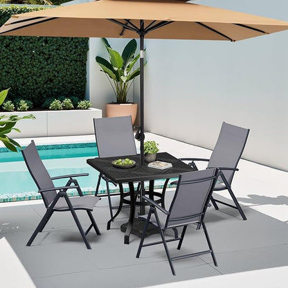 Crestlive Products Folding Patio Chairs Set of 6, 7-Level Adjustable Recliner Chairs Foldable Outdoor Lawn Chairs for Pool, Backyard,Gray