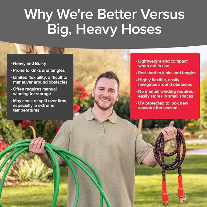 Pocket Hose Ballistic 75 FT Expandable Garden Hose w/Pocket Pivot Swivel Connector, Anti-Burst Sleeve Reinforced with Bulletproof Fiber, Lightweight, No-Kink, Compact, UV-Protected, AS SEEN ON TV