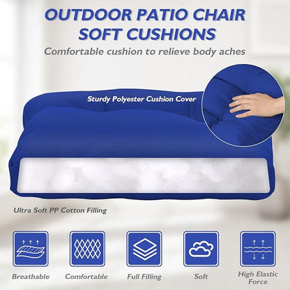 Outdoor High Back Chair Cushion,Water Resistant Tufted Adirondack Rocking Chair Cushion with Ties,Replacement Seat Cushion for Patio Furniture, 44''L x 19''W x 4''H