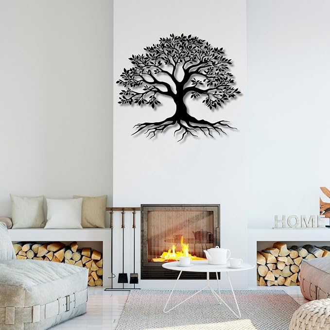 VTHTA Large Tree of Life Metal Wall Art,Tree Wall Sign for Living Room Bedroom Indoor Outdoor Garden Home Decoration (Gold, 19" Wx16 H/47x41cm, Metal Wall Art)