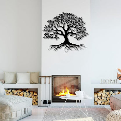 VTHTA Large Tree of Life Metal Wall Art,Tree Wall Sign for Living Room Bedroom Indoor Outdoor Garden Home Decoration (Gold, 19" Wx16 H/47x41cm, Metal Wall Art)