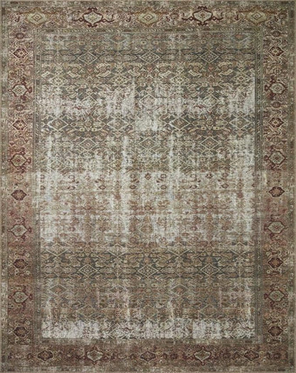 Loloi Amber Lewis Georgie Collection GER-07 Moss/Salmon 2'-6" x 9'-6", .19" Pile Height, Runner Rug