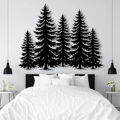 Metal Pine Tree Wall Art - Nature Decor, Wall Hanging for Christmas, Nature Lover Gift - 30"W x 23"H / 75 x 59 cm