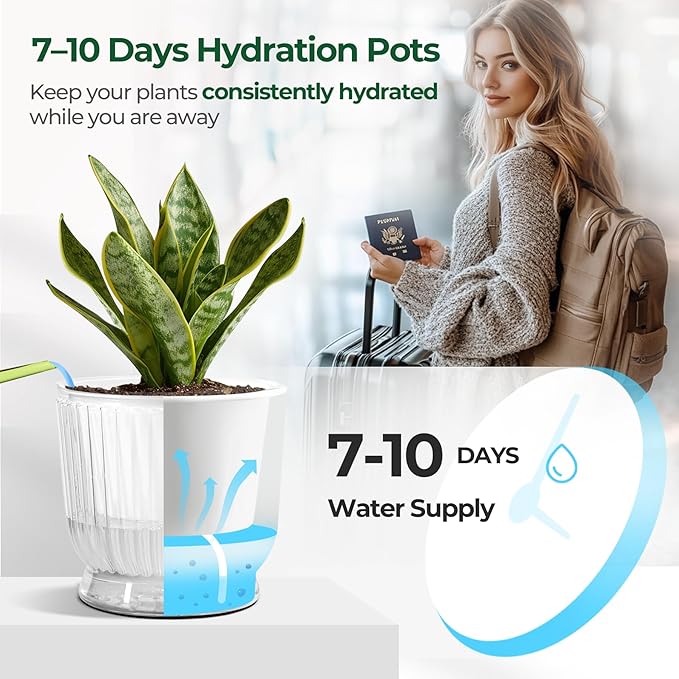 T4U 4.8 Inch Self Watering Plant Pot, 4 Pack Self Watering Pots, Self Watering Planter with Reservoir, Small Self Watering Pots for Indoor Plants, African Violets (4 Pack, 4.8", Clear)