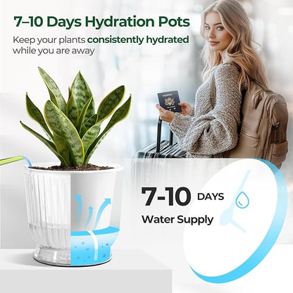 T4U 4.8 Inch Self Watering Plant Pot, 4 Pack Self Watering Pots, Self Watering Planter with Reservoir, Small Self Watering Pots for Indoor Plants, African Violets (4 Pack, 4.8", Clear)