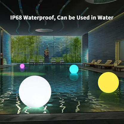 8-Inch 16 Color Changing LED Ball Lamp, IP68 Waterproof Led Glowing Orb Lights with Remote Control and Timer for Pool Garden Yard Home Party Decor