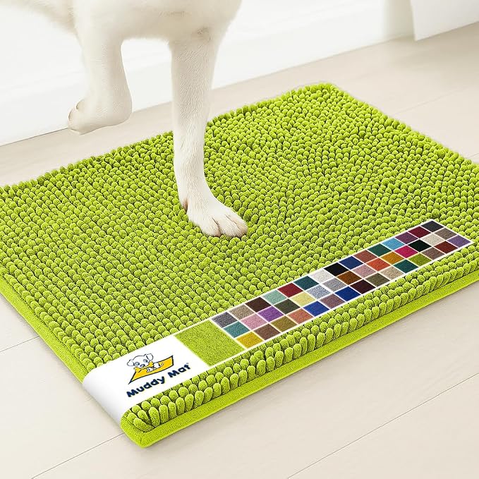 Muddy Mat® | Super Water Absorbent Door Mat Indoor, Microfiber Quick Dry Chenille Entryway Rug,Slip Resistant Front Door Mat,Indoor Mats for Entryway,Machine Washable Pet Rug, Spring Green 3ft x 3ft