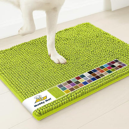 Muddy Mat® | Super Water Absorbent Door Mat Indoor, Microfiber Quick Dry Chenille Entryway Rug,Slip Resistant Front Door Mat,Indoor Mats for Entryway,Machine Washable Pet Rug, Spring Green 36" x 120"