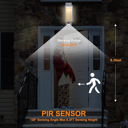 Porch Lights Outdoor Motion Sensor Wall Light LED Wall Mount Lantern White Exterior Light Fixture with Glass for House Garage Patio Garden,13W 750LM,IP54 Waterproof