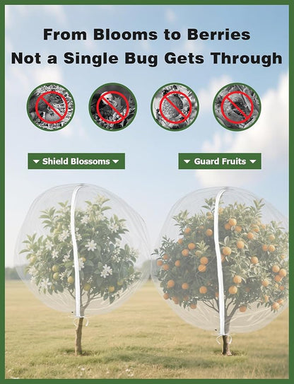 Mellbree 4 PCS Blueberry Bush Netting Cover, 3.3X2.7FT Zippered Bird Netting for Blueberry Bushes Mesh Plant Covers for Garden to Protect Bush/Tomato/Strawberry from Bugs,Cicadas with Drawstring