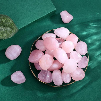 QINJIEJIE Rose Quartz Bulk Crystals Polished Stone 0.6-1" Brazilian Tumbled Stones Natural Reiki Healing Crystal for Succulents Plants Vase Filler Decoration 0.45 LBS