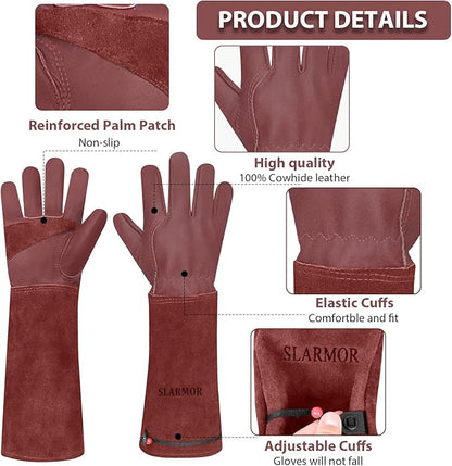 Long Gardening-Gloves Women/Men-Thorn proof Rose Pruning Heavy Duty Gauntlet, Best Garden Gifts for Gardener-L