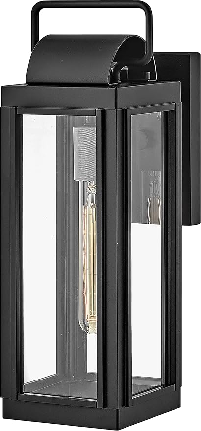 Hinkley Sag Harbor Medium Wall Mount Lantern - Heritage Collection, 1-Light, Traditional, Aluminum, Clear Glass - Black with Burnished Bronze Accents