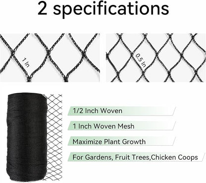 Bird Netting for Garden 20x30 Ft, 1/2 Inch Mesh Heavy Duty Garden Netting for Plants, Fruit Trees & Blueberries, UV Resistant Outdoor Protection Against Birds, Squirrels, Deer & Poultry