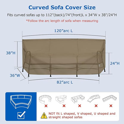 SunPatio Waterproof 2 Pack Oversized 40" Chair Covers & 120“ Sectional Sofa Cover Bundle