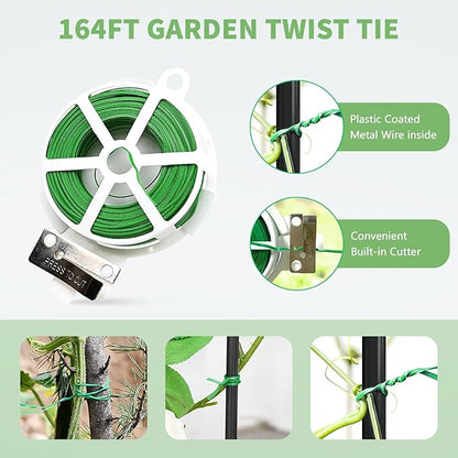 DoCred Cucumber Trellis, 59" H 2 Pack Metal Foldable Thickened A Frame Garden Trellis for Raised Bed Climbing Plants, Vegetables, Including Plant Support Clips, Twist Ties, Plastic Ties, Black