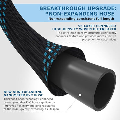 Non-Expanding Garden Hose 75 ft, Kink Free Flexible Water Hose with 10-Pattern Spray Nozzle, Lightweight Hose Pipe, Leak Proof, 3/4" Swivel Connectors, Super Fabric, Portable Storage Strap