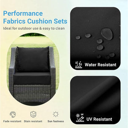 Outdoor Cushions for Patio Furniture,Outdoor Seat Cushion Set 24 x 24 x 4 Inch,Waterproof & Fade Resistant Outdoor Chair Cushions,Deep Patio Chair Cushion with Removable Cover,Black