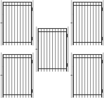 Fencer Wire Heavy Duty Flat Top Fence Gate - Pack of 5, 6FT Height x 4FT Width, Anti-Rust Steel for Outdoor Fencing Barrier, Decorative Garden for Residential, Yard, Pool, Patio