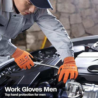 Schwer ProGuard Highest Level Cut Resistant Work Gloves PR3326 for Extreme Protection，ANSI A9 Cut Gloves with Reinforced Thumb, Non Slip, Breathable, Durable, Touch-screen, Orange1 Pair（S）