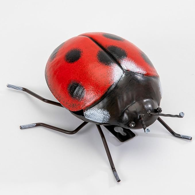 Bits and Pieces - Garden Ladybug - 5-1/2" x 6" - Metal Sculpture - Indoor or Outdoor Decor - Wall Art - Gift for Gardener