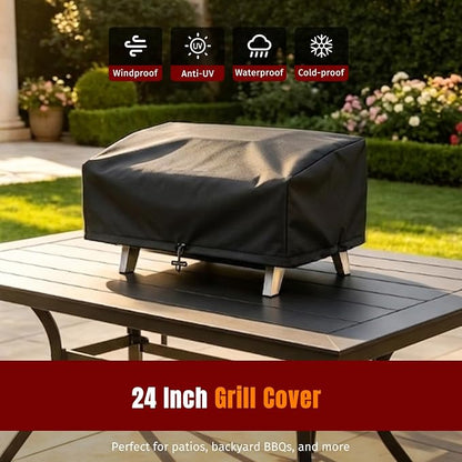 SHINESTAR 24 Inch Grill Cover for Cuisinart CGG-306 Chef's Style, Royal Gourmet 24" Griddle, Ninja OG751, Pit Boss 75275 & PB336GS and Most 2-Burner Portable Grills