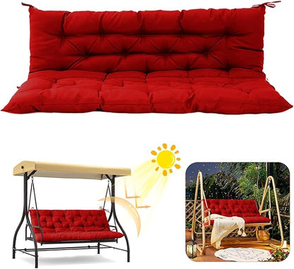 2/3 Seater Swing Replacement Cushion, Waterproof Porch Swing Cushions with Backrest, Thickened Bench Cushions for Outdoor Furniture, for Outdoor Patio Swing (Red, 47 * 40 in)