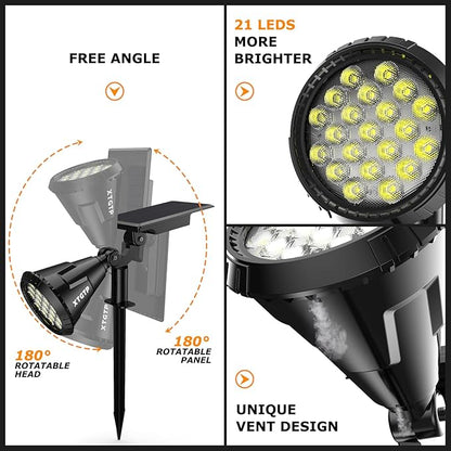 Solar Lights Outdoor, Ultra Bright 21 LEDs IP67 Waterproof Landscape Lighting for Outside, 2-in-1 Adjustable Solar Wall Lights for Garden Yard Pathway - Auto On/Off, 4 Pack (Cool White)